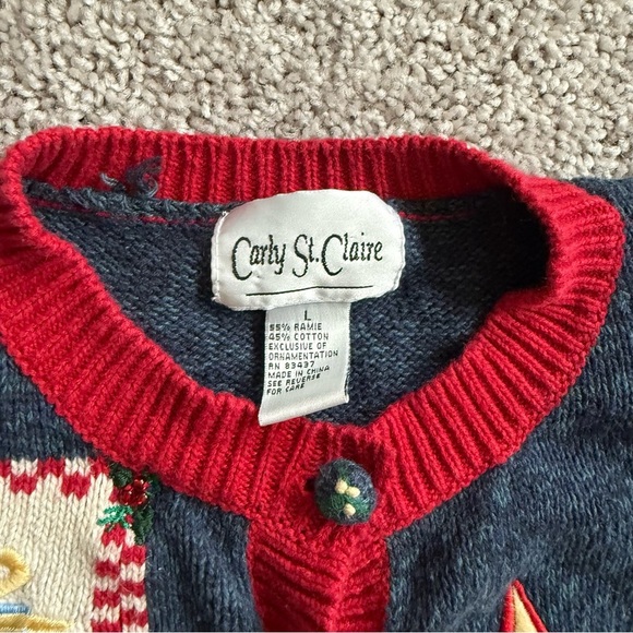 Vintage Patch Christmas Themed Cardigan Sweater Size Large - Picture 3 of 9